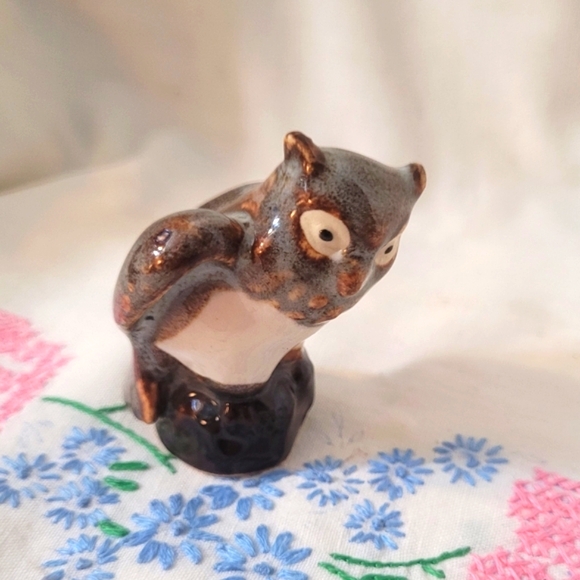 4/$26 Miniature Ceramic Owl Figurine with Brown & Blue Glaze - Picture 2 of 6